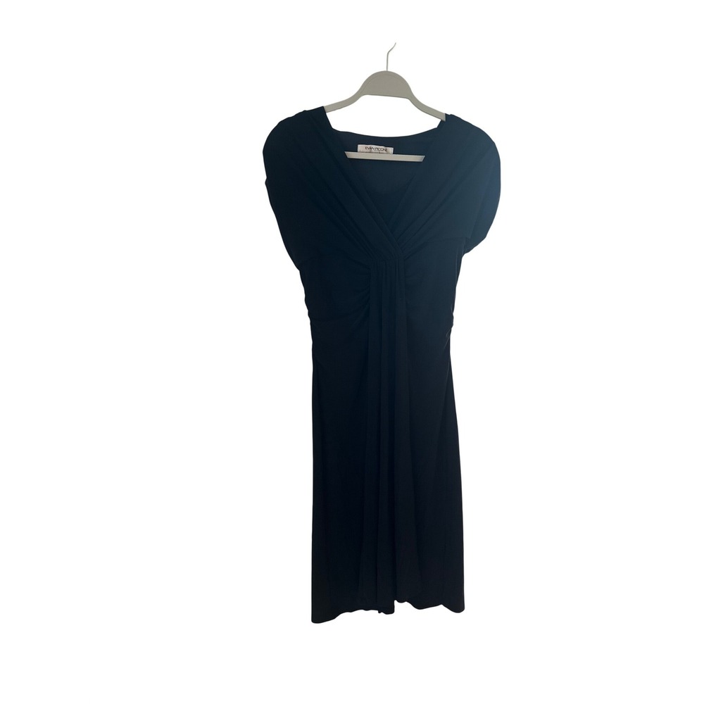 Evan-Picone Black Ruched V-Neck‎ Sheath Dress Sleeveless Size 8 Cocktail Formal